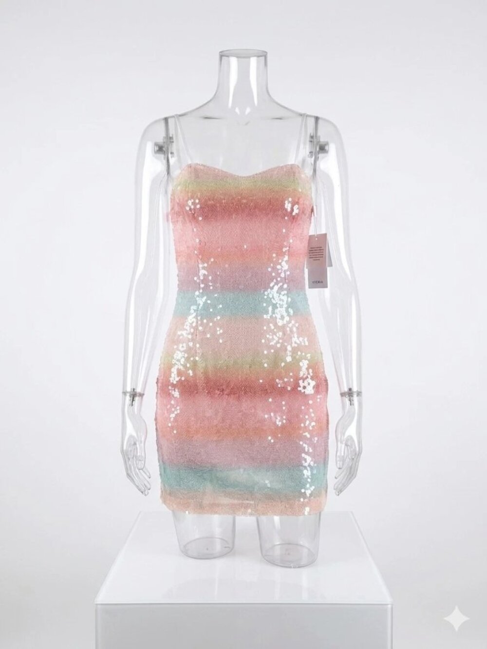 Lovers + Friends Rachel Mini Sequin Dress Pastel Rainbow Size Small